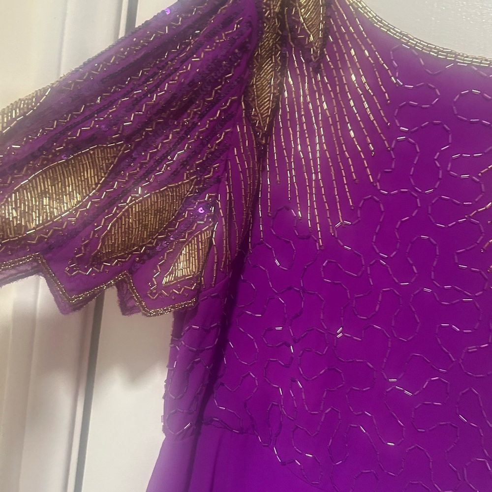 Purple and Gold Midi Embellished Dress- Virgos Lounge